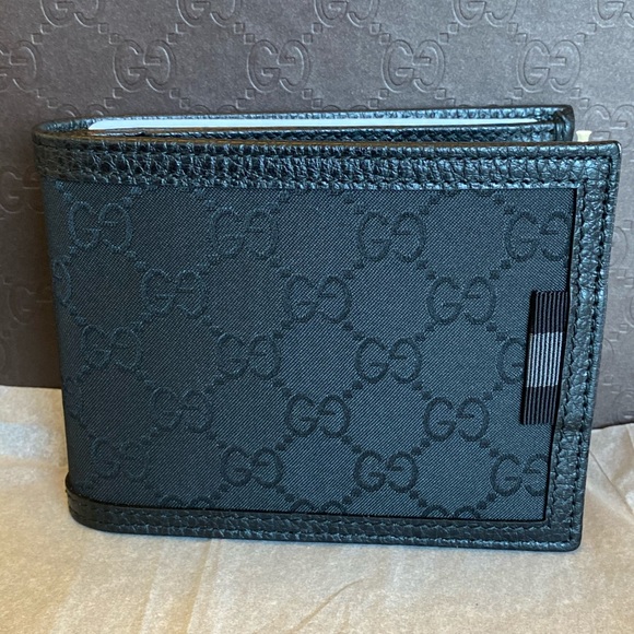 GUCCI 333042 Men's Black wallet card ID NWT - Picture 1 of 8